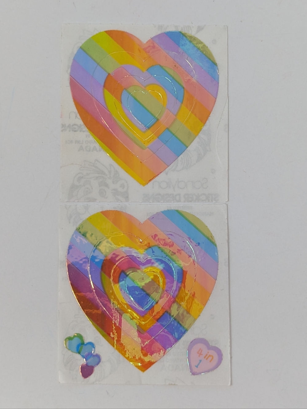 Sandylion Stickers Vintage Rainbow Heart Holographic Sticker Set